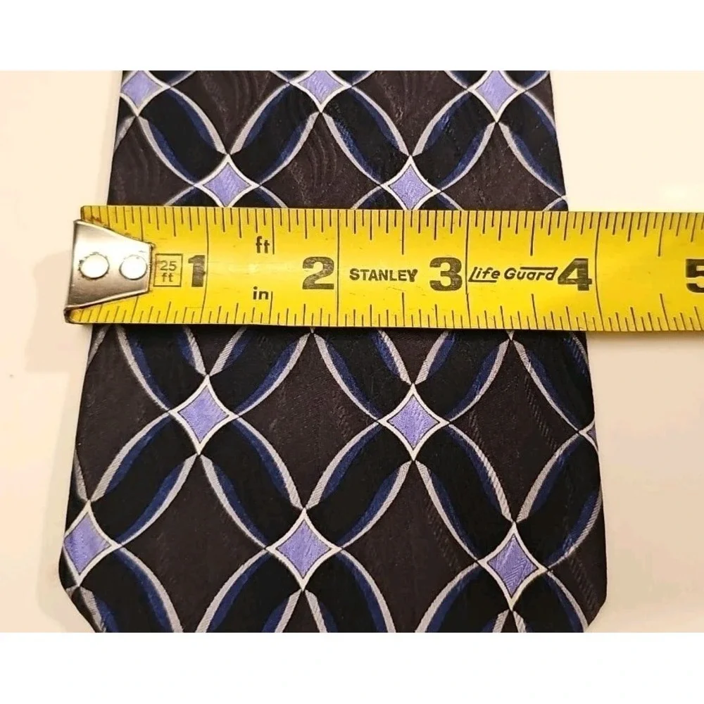 JZ Richards Men's Tie Purple Gray & Black Geometric Printed Silk Necktie 60 x 4